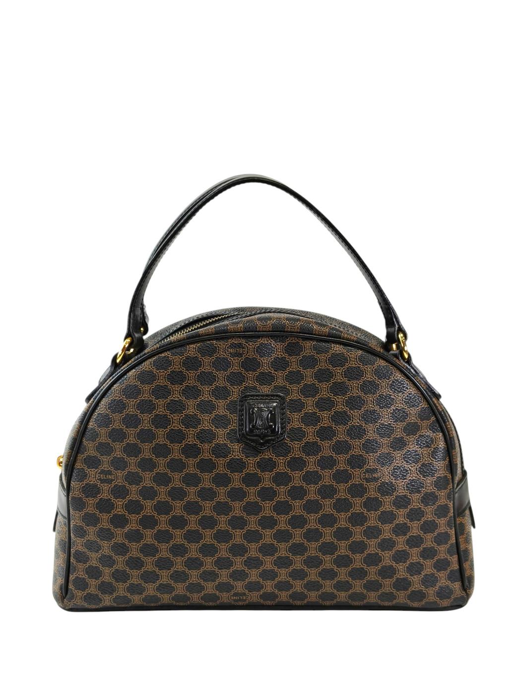 Celine 赛琳 Macadam 马卡丹半月形手提包 黑色×棕色 型号：11728