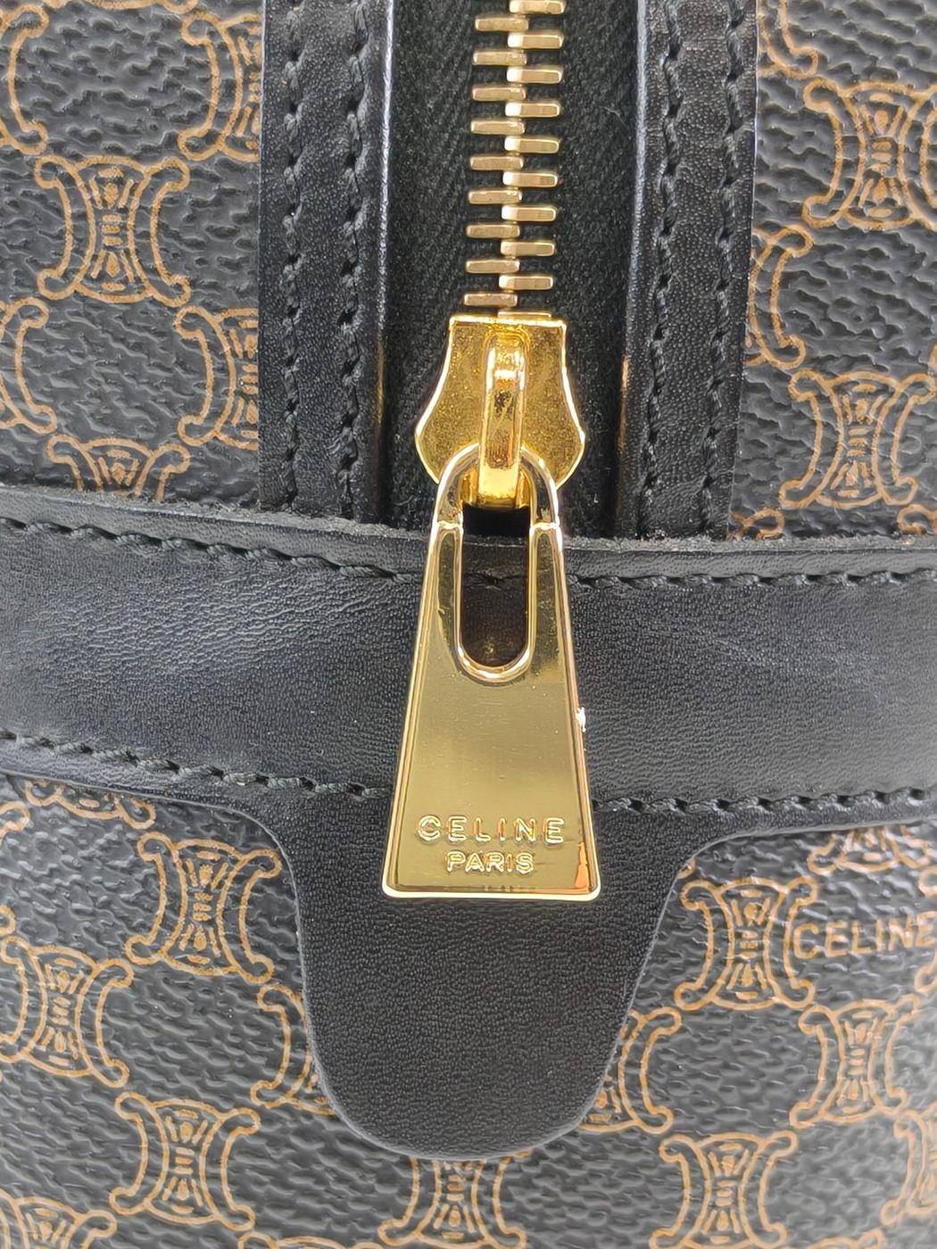 Celine 赛琳 Macadam 马卡丹半月形手提包 黑色×棕色 型号：11728