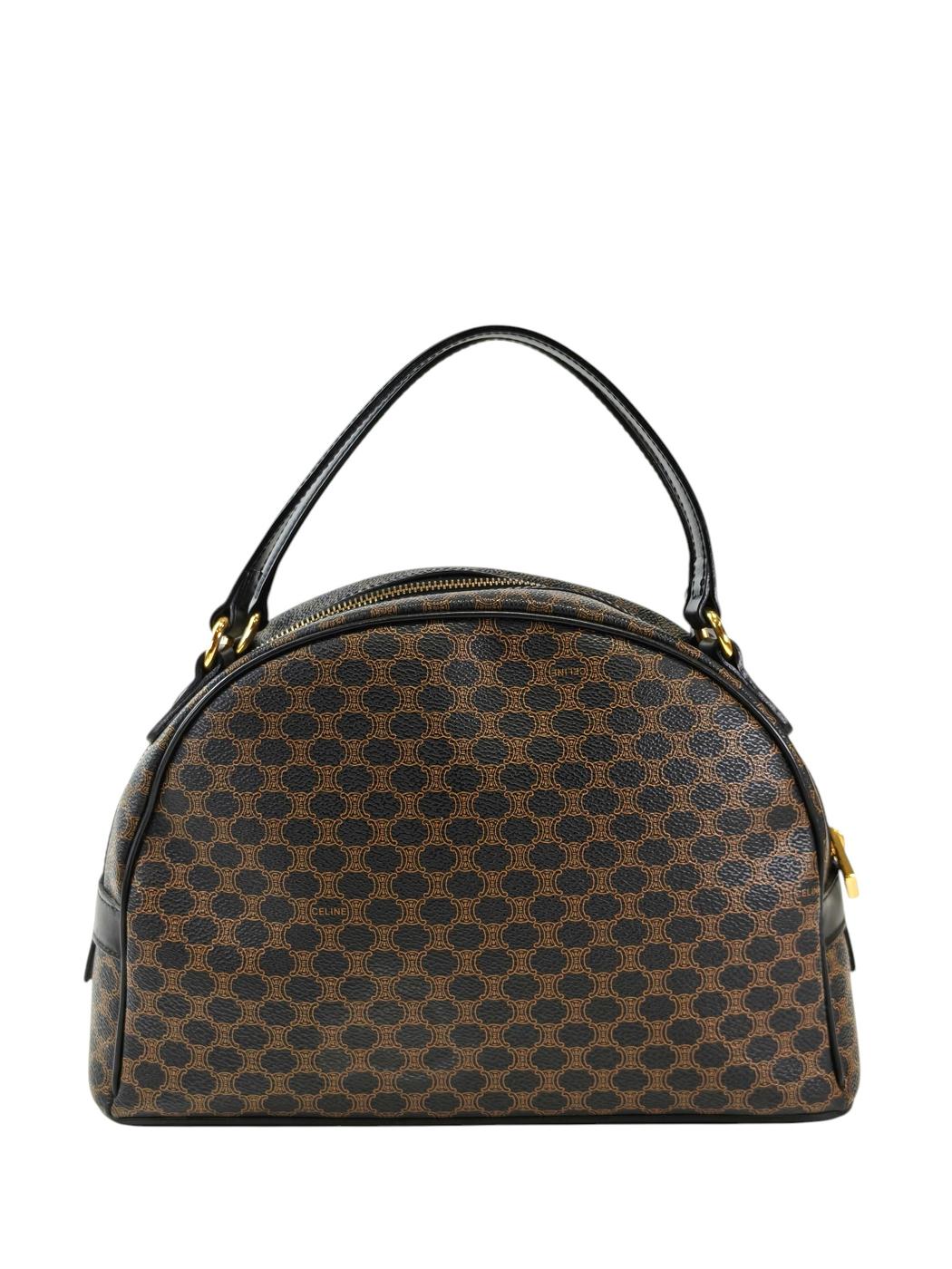 Celine 赛琳 Macadam 马卡丹半月形手提包 黑色×棕色 型号：11728