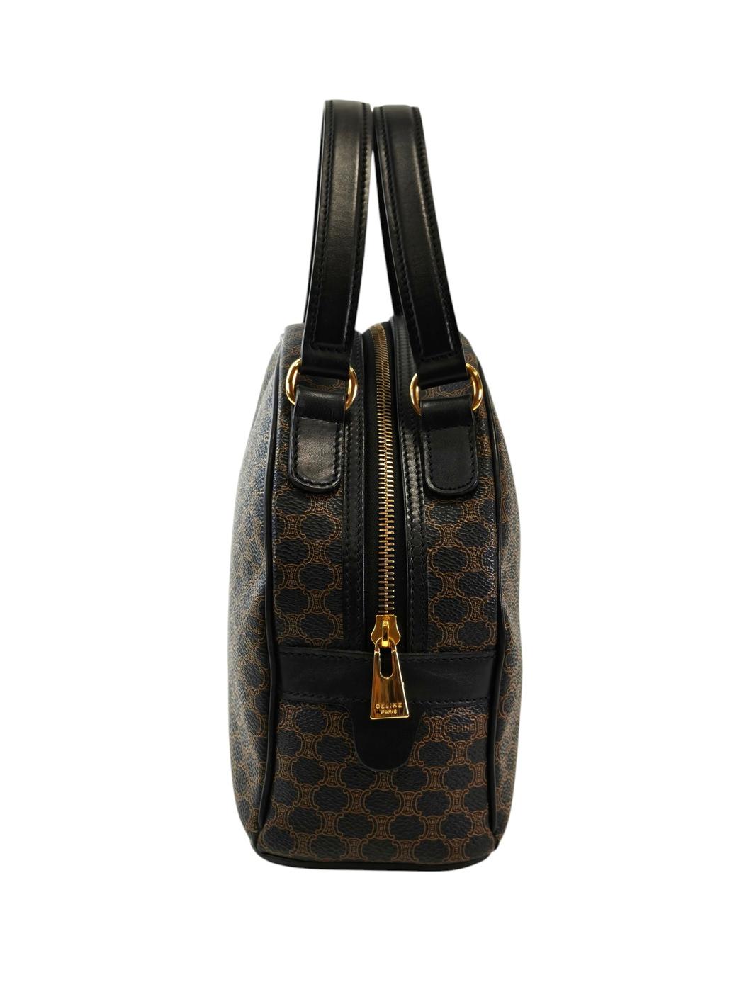 Celine 赛琳 Macadam 马卡丹半月形手提包 黑色×棕色 型号：11728