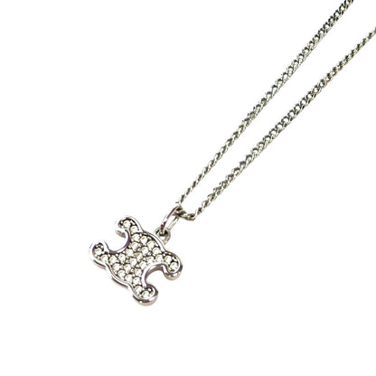 Celine Triomphe Necklace in Rhodium Finish Brass & Crystal Stones Silver, Reference Number: 11735