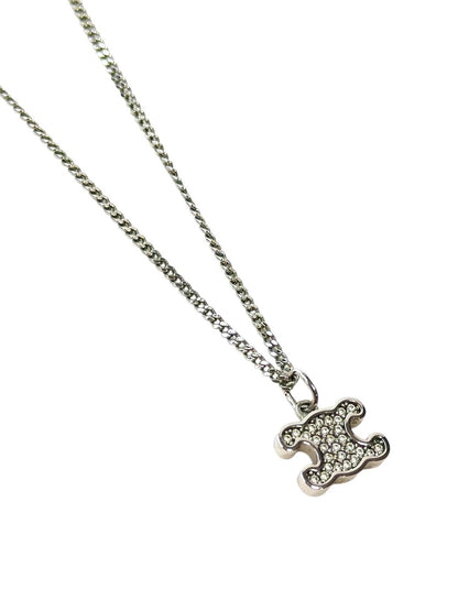 Celine Triomphe Necklace in Rhodium Finish Brass & Crystal Stones Silver, Reference Number: 11735
