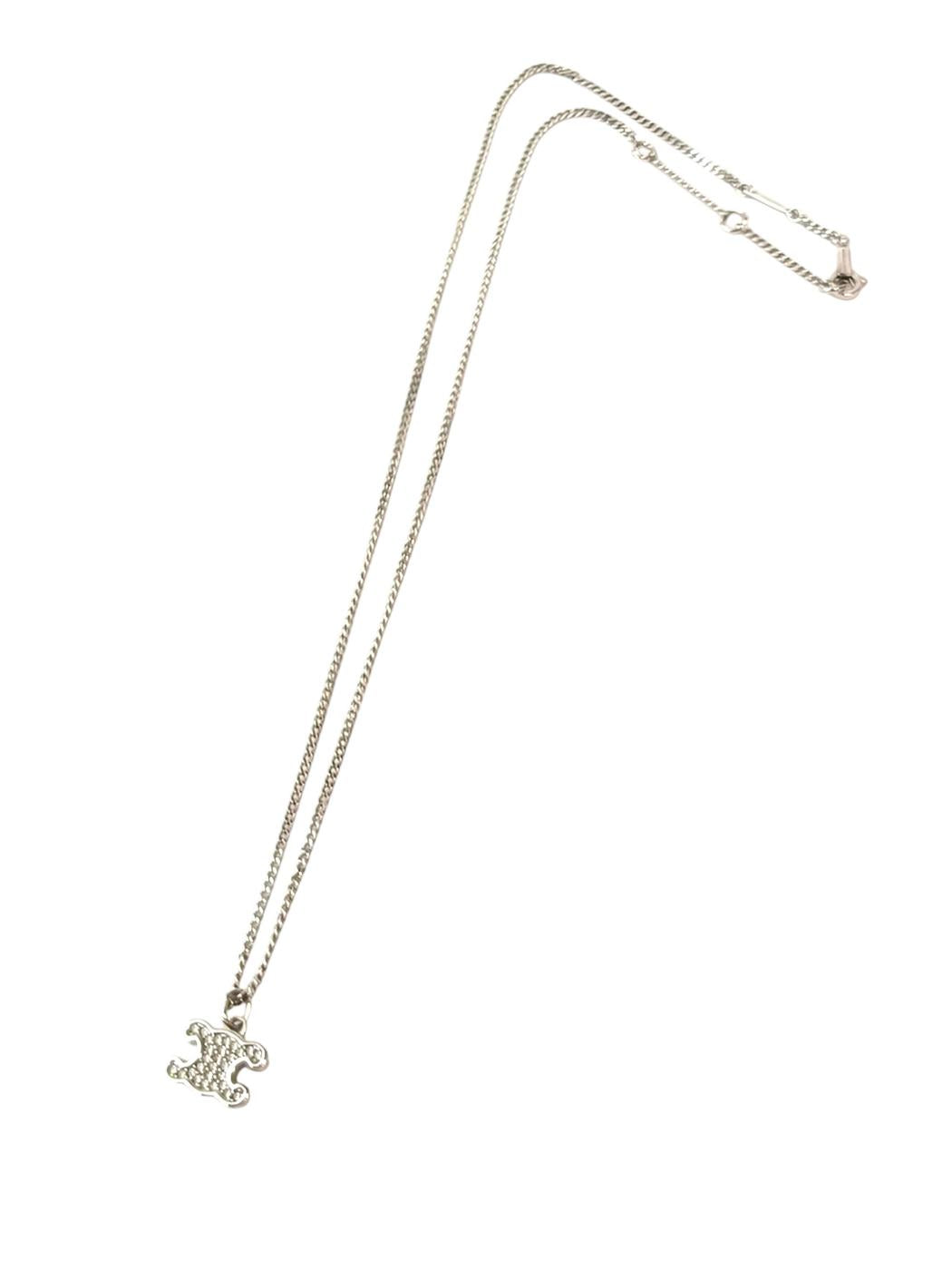Celine Triomphe Necklace in Rhodium Finish Brass & Crystal Stones Silver, Reference Number: 11735