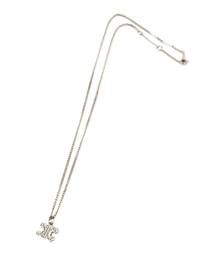 Celine Triomphe Necklace in Rhodium Finish Brass & Crystal Stones Silver, Reference Number: 11735