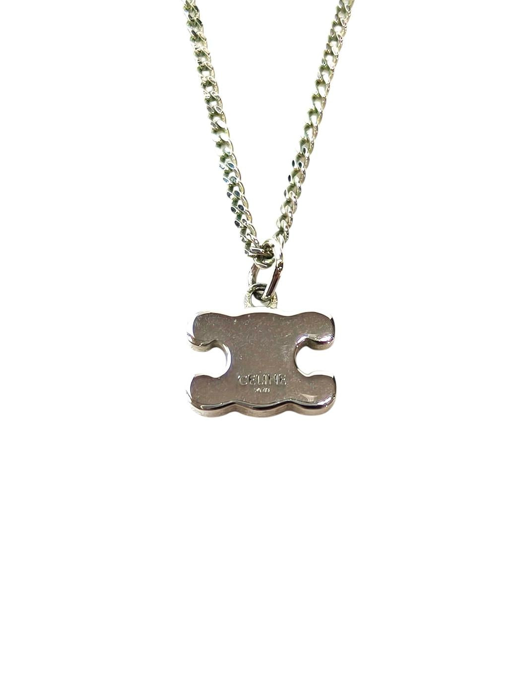 Celine Triomphe Necklace in Rhodium Finish Brass & Crystal Stones Silver, Reference Number: 11735