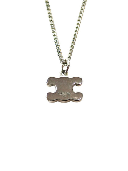 Celine Triomphe Necklace in Rhodium Finish Brass & Crystal Stones Silver, Reference Number: 11735