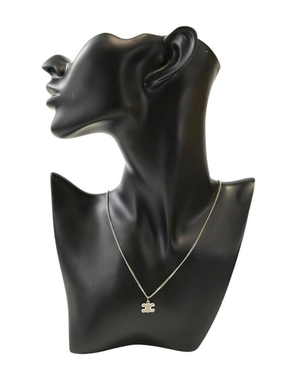 Celine Triomphe Necklace in Rhodium Finish Brass & Crystal Stones Silver, Reference Number: 11735