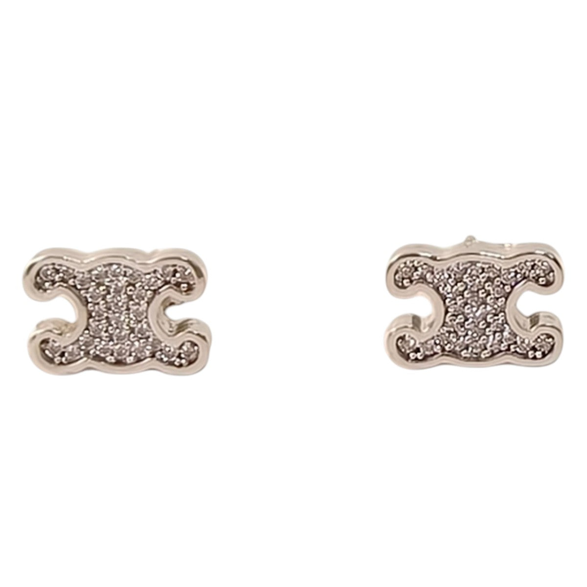 Celine Triomphe Full Stone Earrings Silver Reference Number: 11789