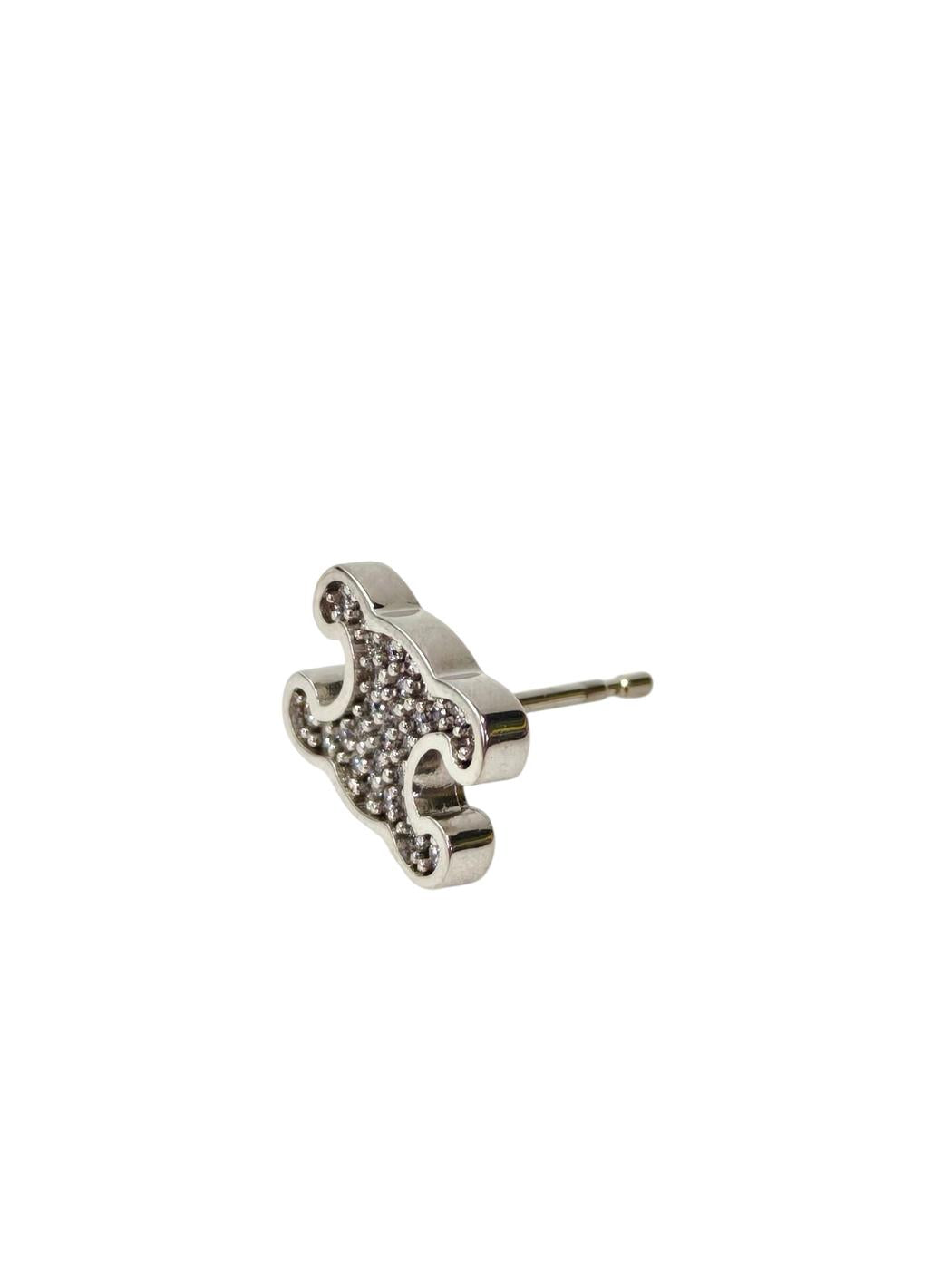 Celine Triomphe Full Stone Earrings Silver Reference Number: 11789