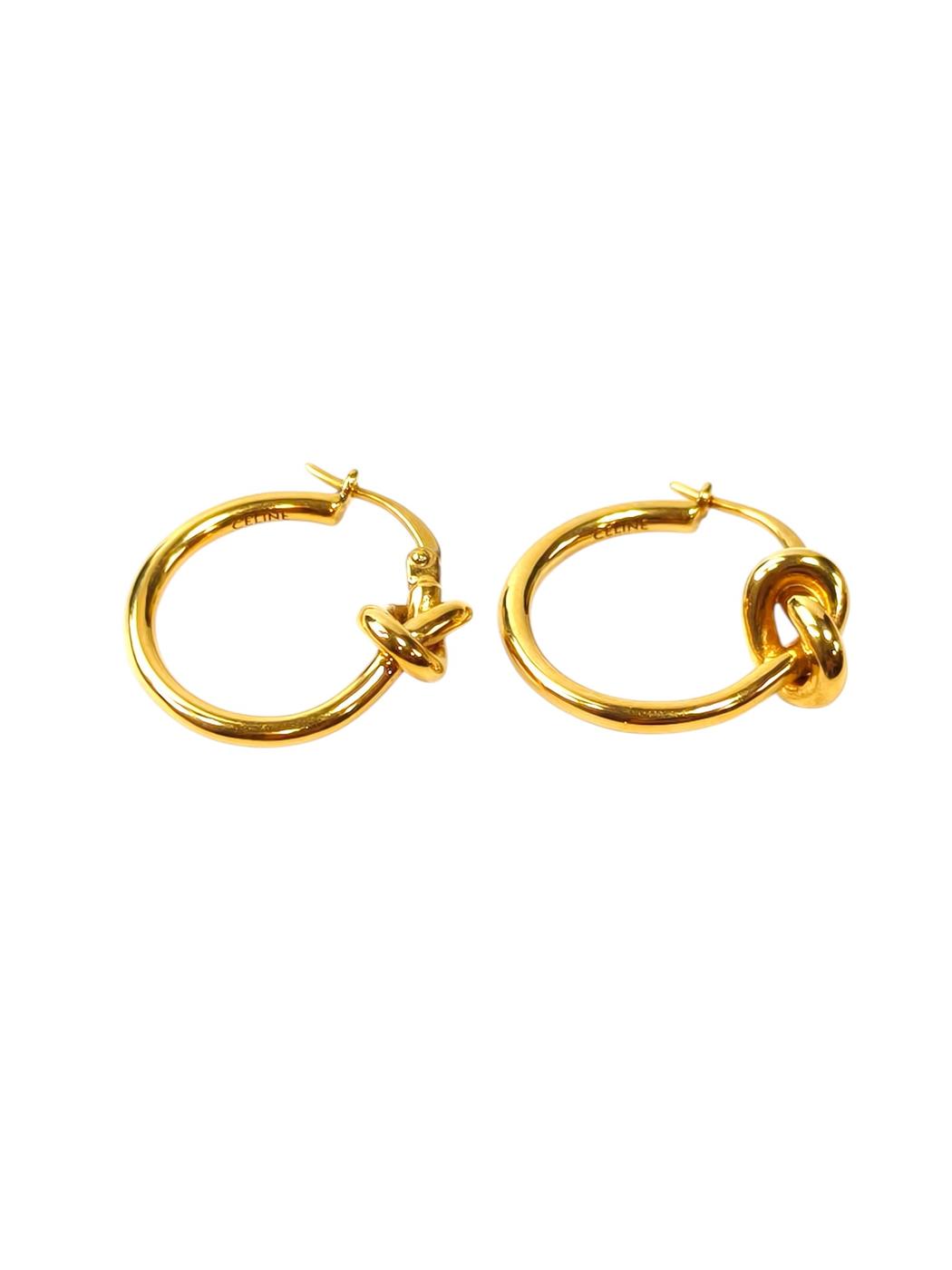Celine Knot Hoop Gold Finish Brass Earrings Gold Control Number: 11802