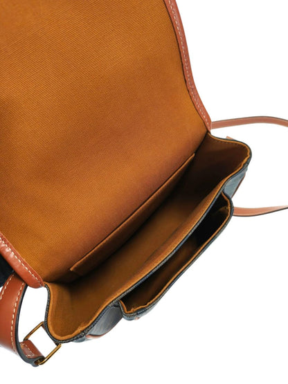 Celine Folco Shoulder Medium Triomphe Canvas & Calf Shoulder Bag Brown Ref: 11844