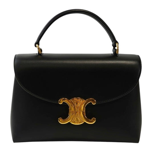 Celine Triomphe 2-way Calfskin Nino Shoulder Bag Black x Gold Item Number: 11850