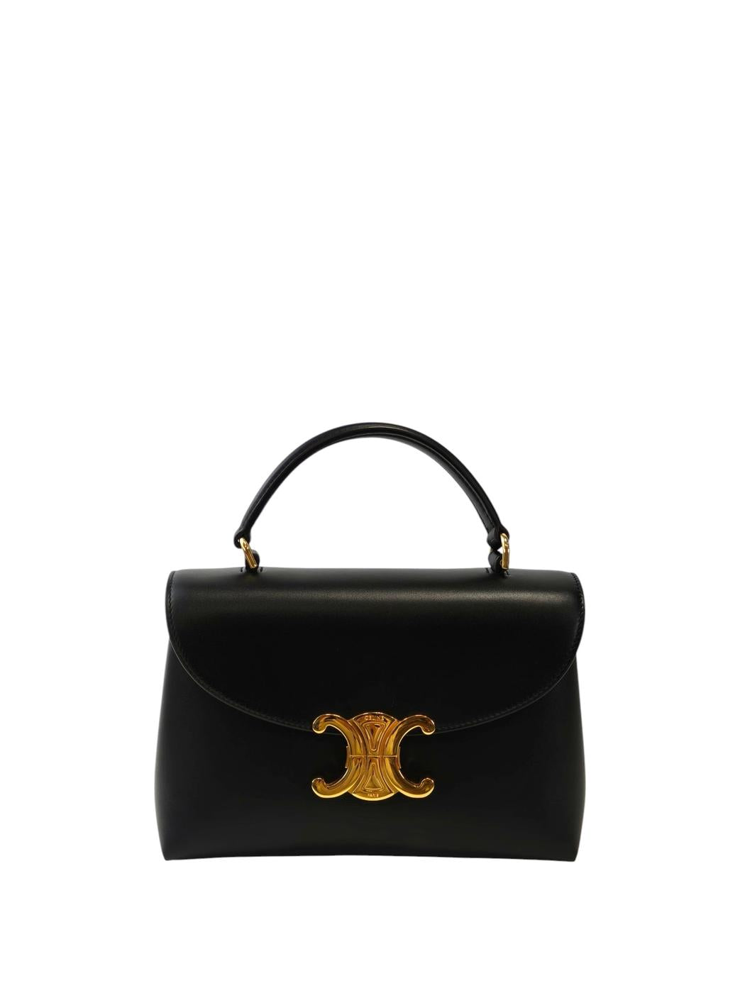 Celine トリオンフ2wayカーフスキン ニノ ショルダーバッグ 黒×金 管理番号：11850