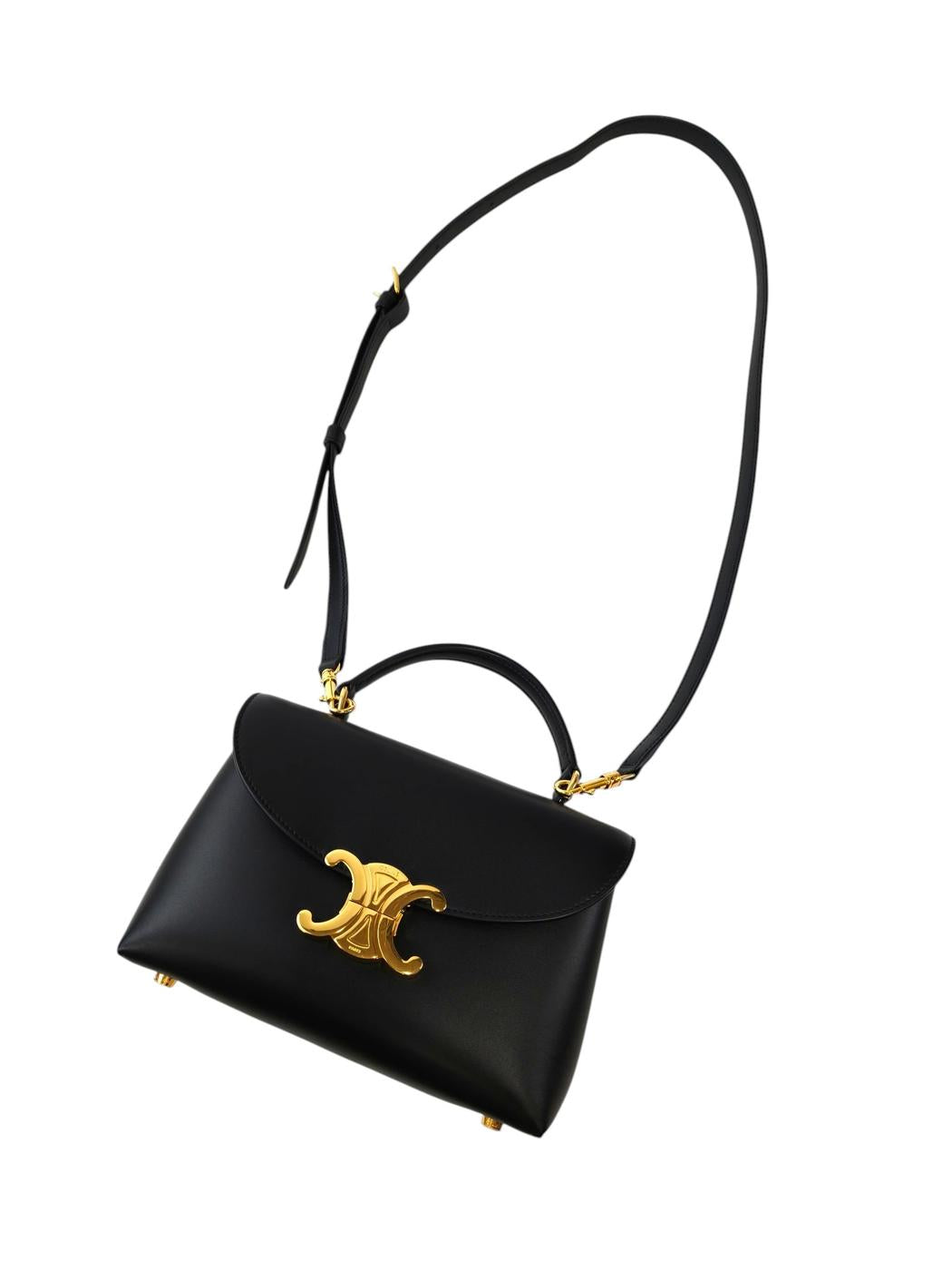 Celine トリオンフ2wayカーフスキン ニノ ショルダーバッグ 黒×金 管理番号：11850