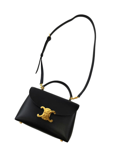 Celine トリオンフ2wayカーフスキン ニノ ショルダーバッグ 黒×金 管理番号：11850