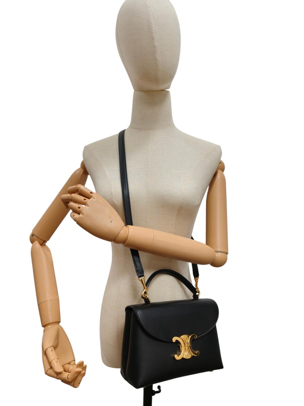 Celine トリオンフ2wayカーフスキン ニノ ショルダーバッグ 黒×金 管理番号：11850