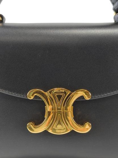 Celine トリオンフ2wayカーフスキン ニノ ショルダーバッグ 黒×金 管理番号：11850