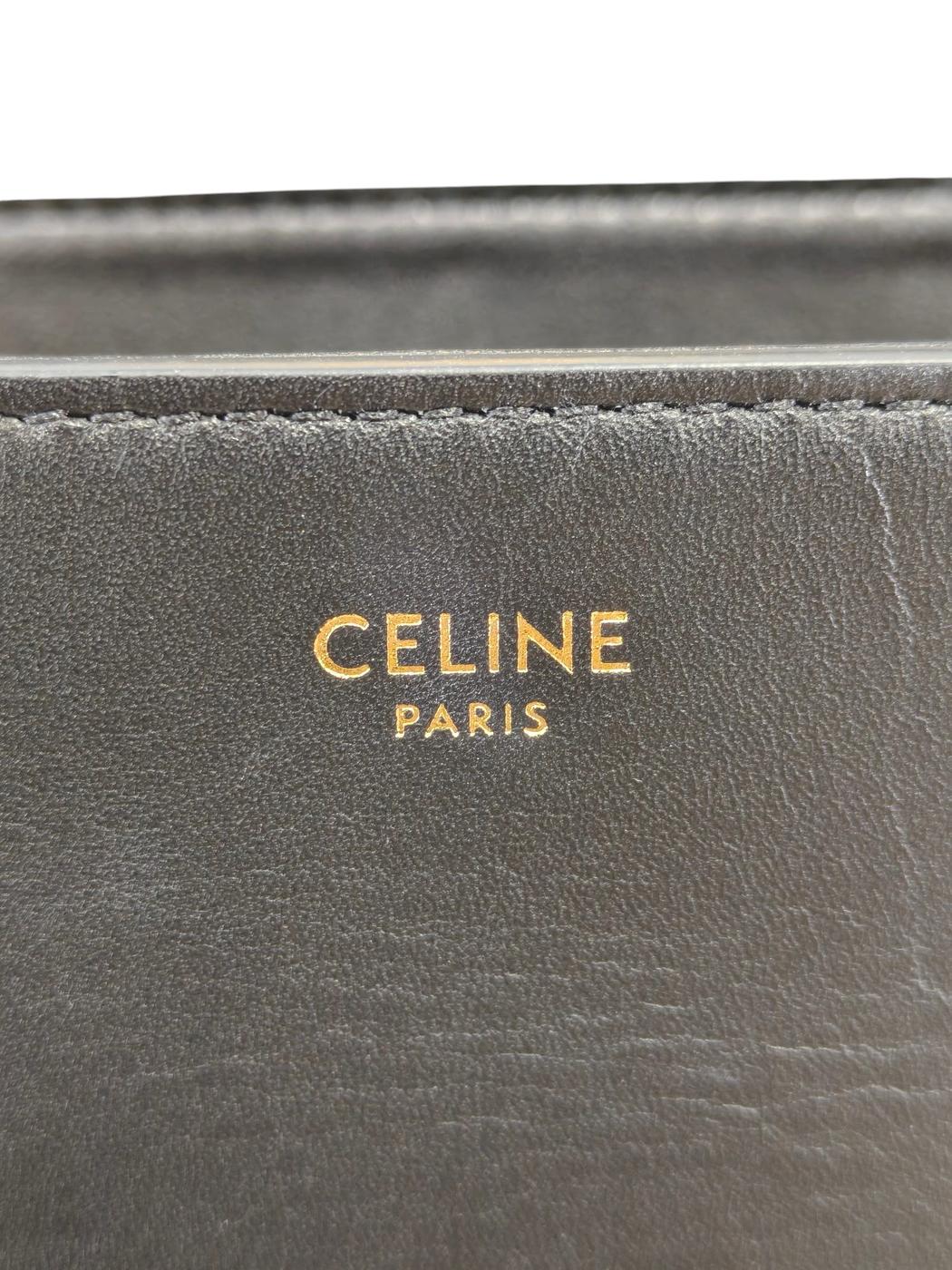 Celine トリオンフ2wayカーフスキン ニノ ショルダーバッグ 黒×金 管理番号：11850