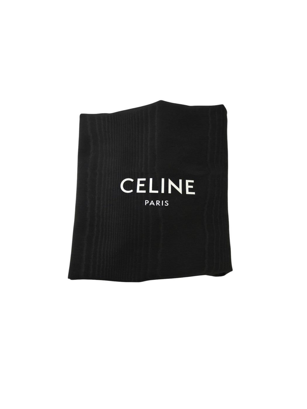Celine 凯旋门亮面小牛皮肩背包 黑色×金色 管理编号：11852