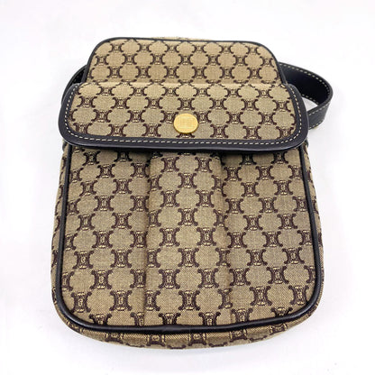 セリーヌ CELINE マカダム ショルダーバッグ ポシェット ポーチ ベージュ 管理番号：7424