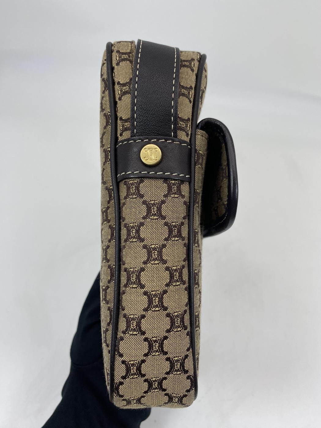 セリーヌ CELINE マカダム ショルダーバッグ ポシェット ポーチ ベージュ 管理番号：7424