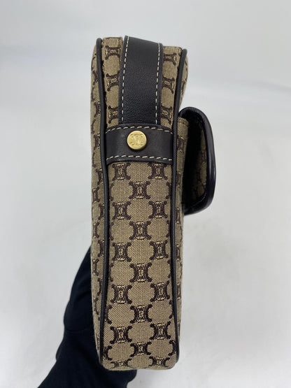 セリーヌ CELINE マカダム ショルダーバッグ ポシェット ポーチ ベージュ 管理番号：7424