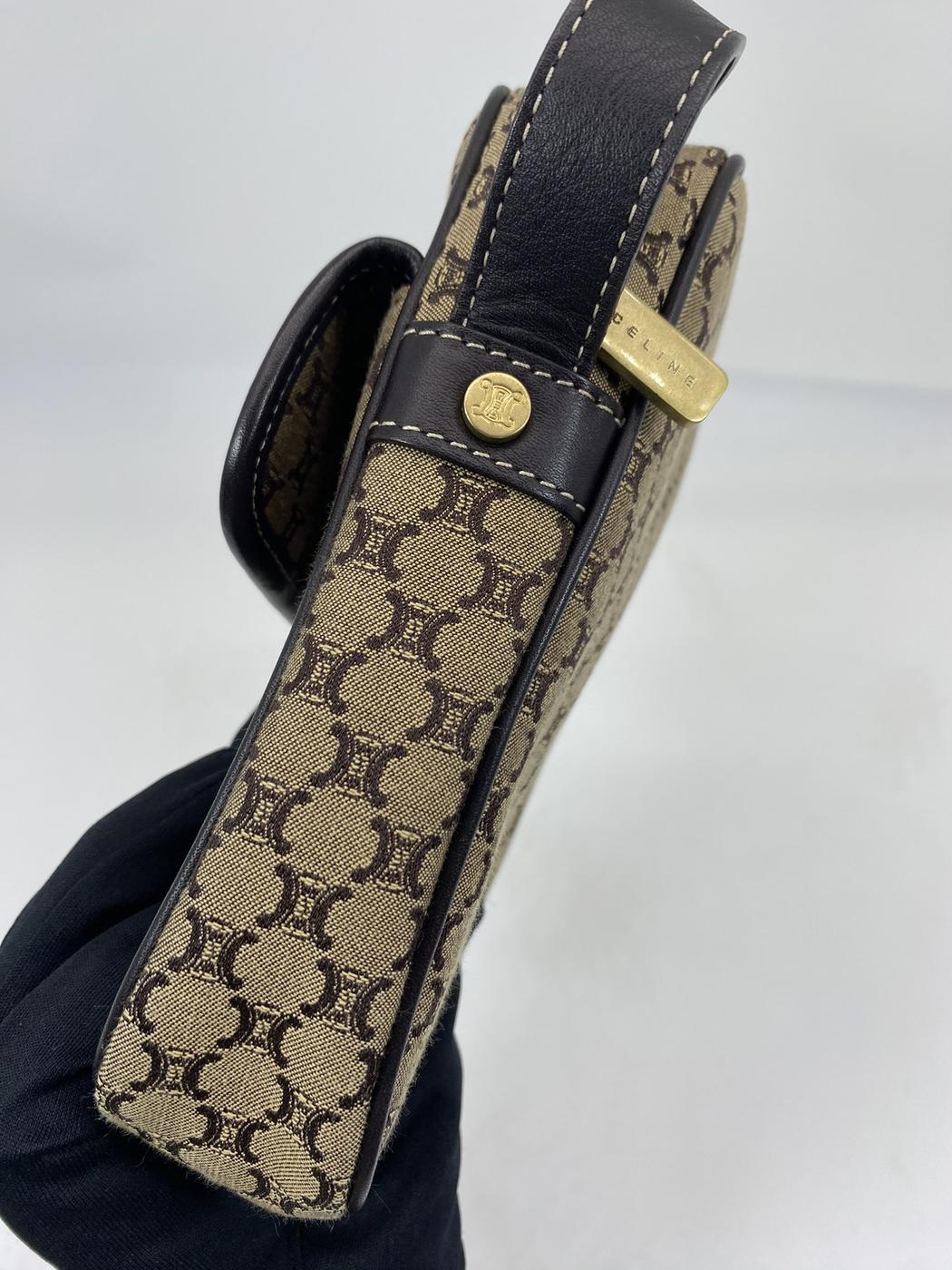 セリーヌ CELINE マカダム ショルダーバッグ ポシェット ポーチ ベージュ 管理番号：7424