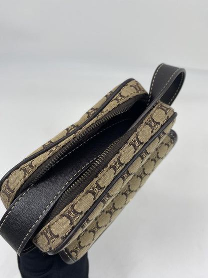 セリーヌ CELINE マカダム ショルダーバッグ ポシェット ポーチ ベージュ 管理番号：7424