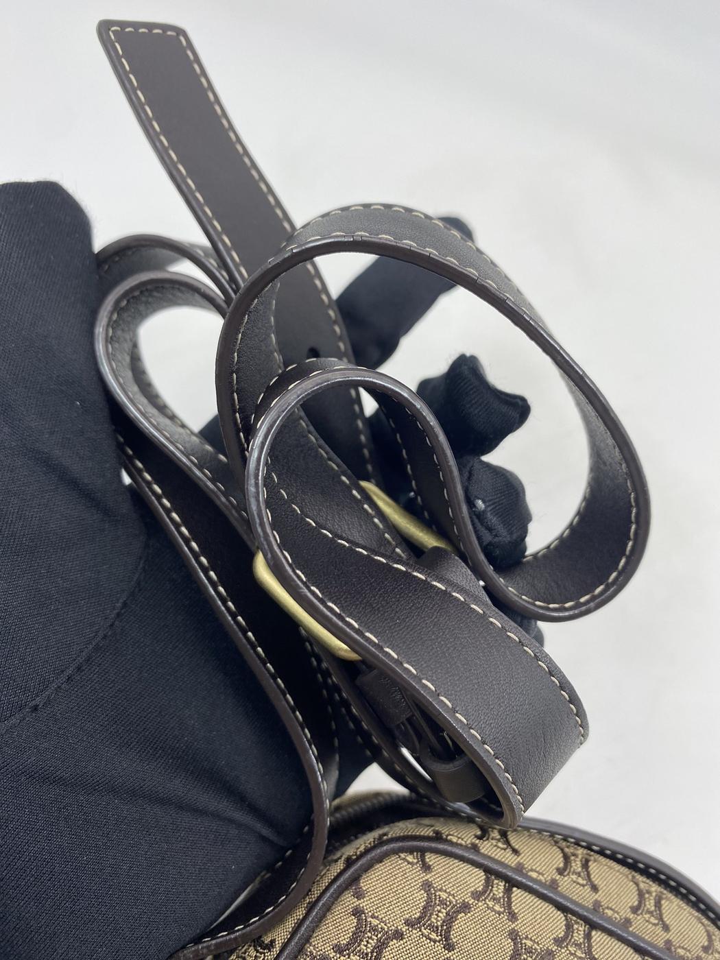 セリーヌ CELINE マカダム ショルダーバッグ ポシェット ポーチ ベージュ 管理番号：7424