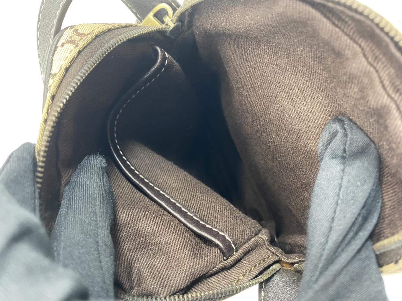 セリーヌ CELINE マカダム ショルダーバッグ ポシェット ポーチ ベージュ 管理番号：7424