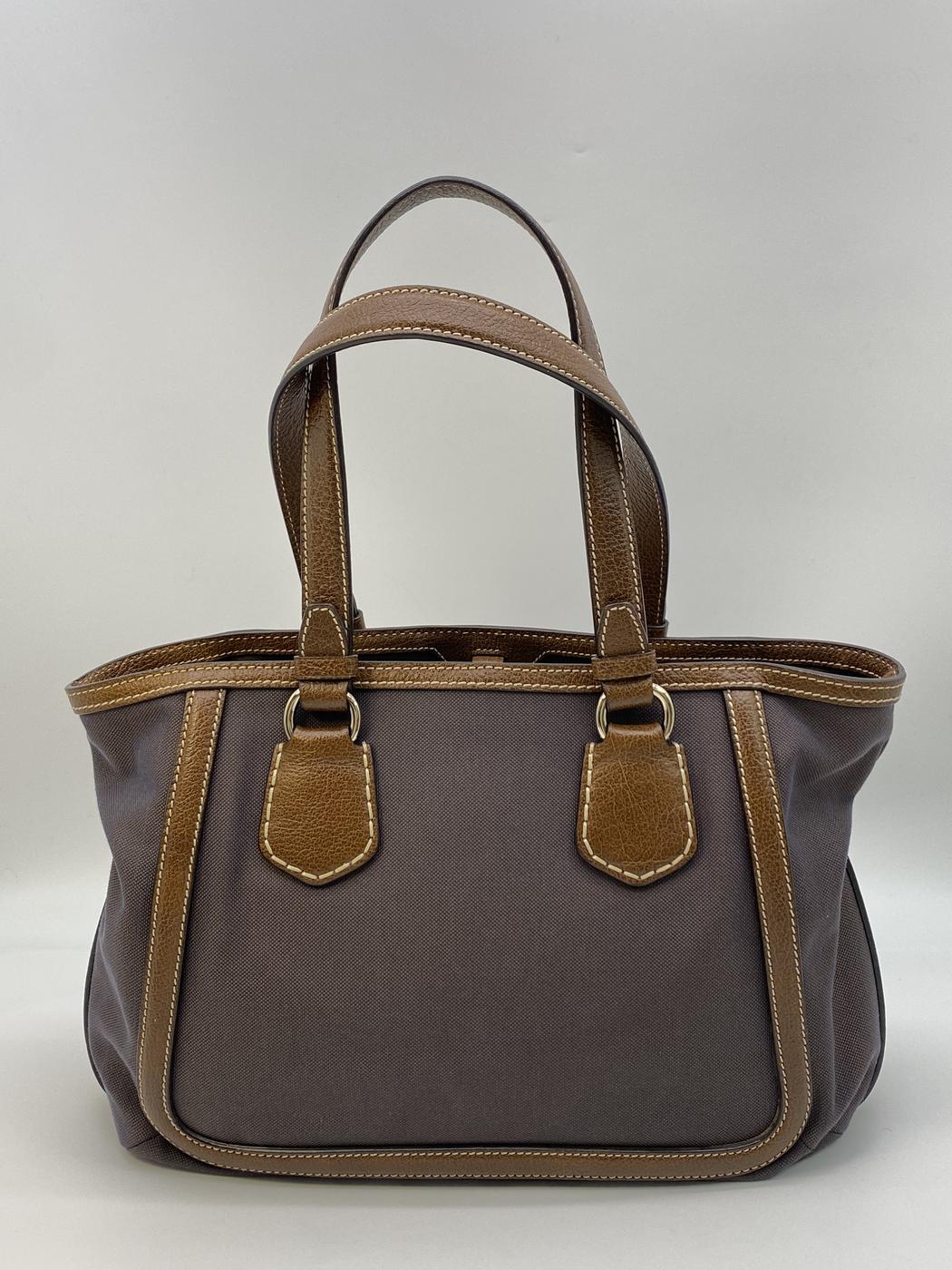 CELINE セリーヌ 茶 ブラウン キャンバス レザー 馬車柄 トートバッグ ハンドバッグ 管理番号：8208