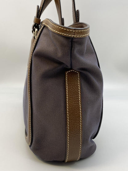 CELINE セリーヌ 茶 ブラウン キャンバス レザー 馬車柄 トートバッグ ハンドバッグ 管理番号：8208