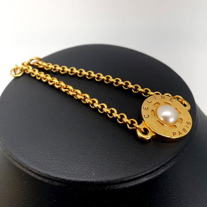 CELINE セリーヌ ブレスレット フェイクパール ゴールド 管理番号：8951