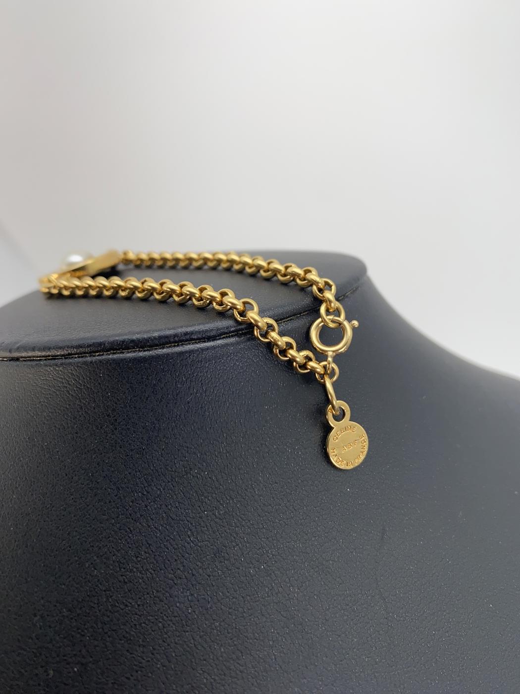 CELINE セリーヌ ブレスレット フェイクパール ゴールド 管理番号：8951