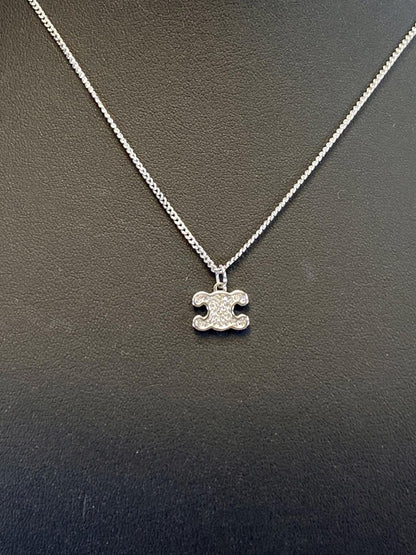 CELINE Triomphe Rhinestone Necklace, Silver, 460GB6BZI.36SI, Reference Number: 9576