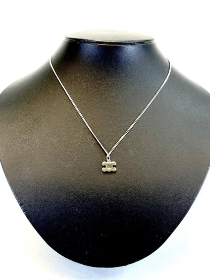 CELINE Triomphe Rhinestone Necklace, Silver, 460GB6BZI.36SI, Reference Number: 9576