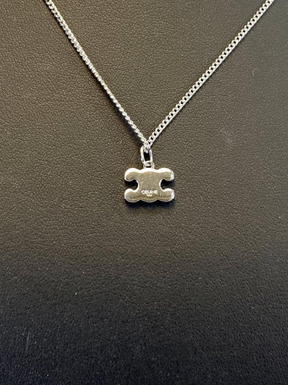CELINE Triomphe Rhinestone Necklace, Silver, 460GB6BZI.36SI, Reference Number: 9576