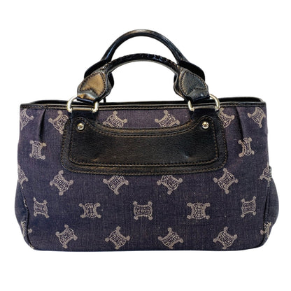 CELINE Boogie 牛仔布 Triomphe 印花手提包 海军蓝 控制编号：9610