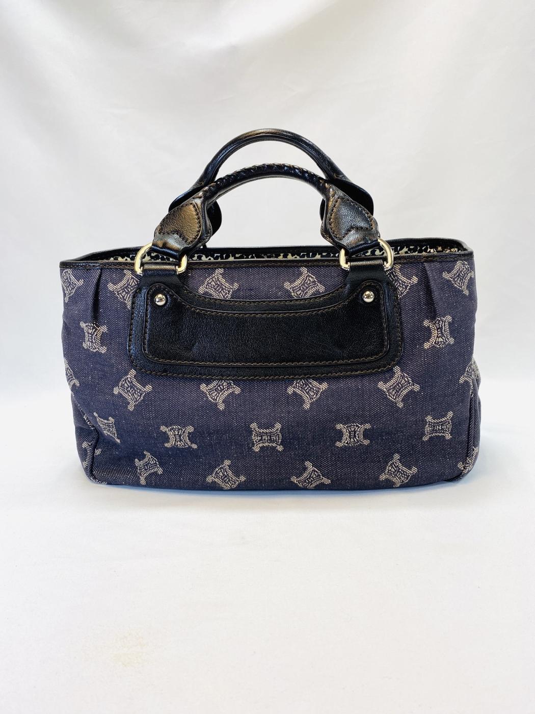 CELINE Boogie 牛仔布 Triomphe 印花手提包 海军蓝 控制编号：9610