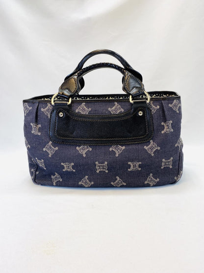 CELINE Boogie 牛仔布 Triomphe 印花手提包 海军蓝 控制编号：9610