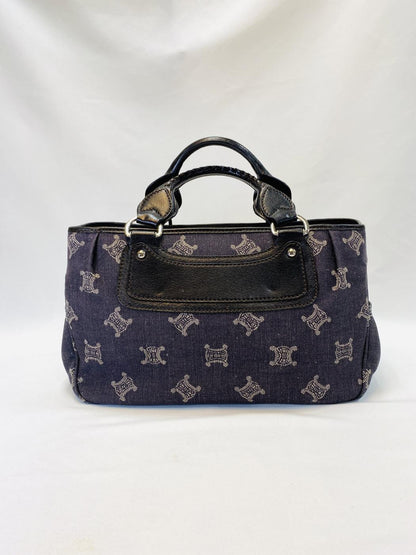 CELINE Boogie 牛仔布 Triomphe 印花手提包 海军蓝 控制编号：9610