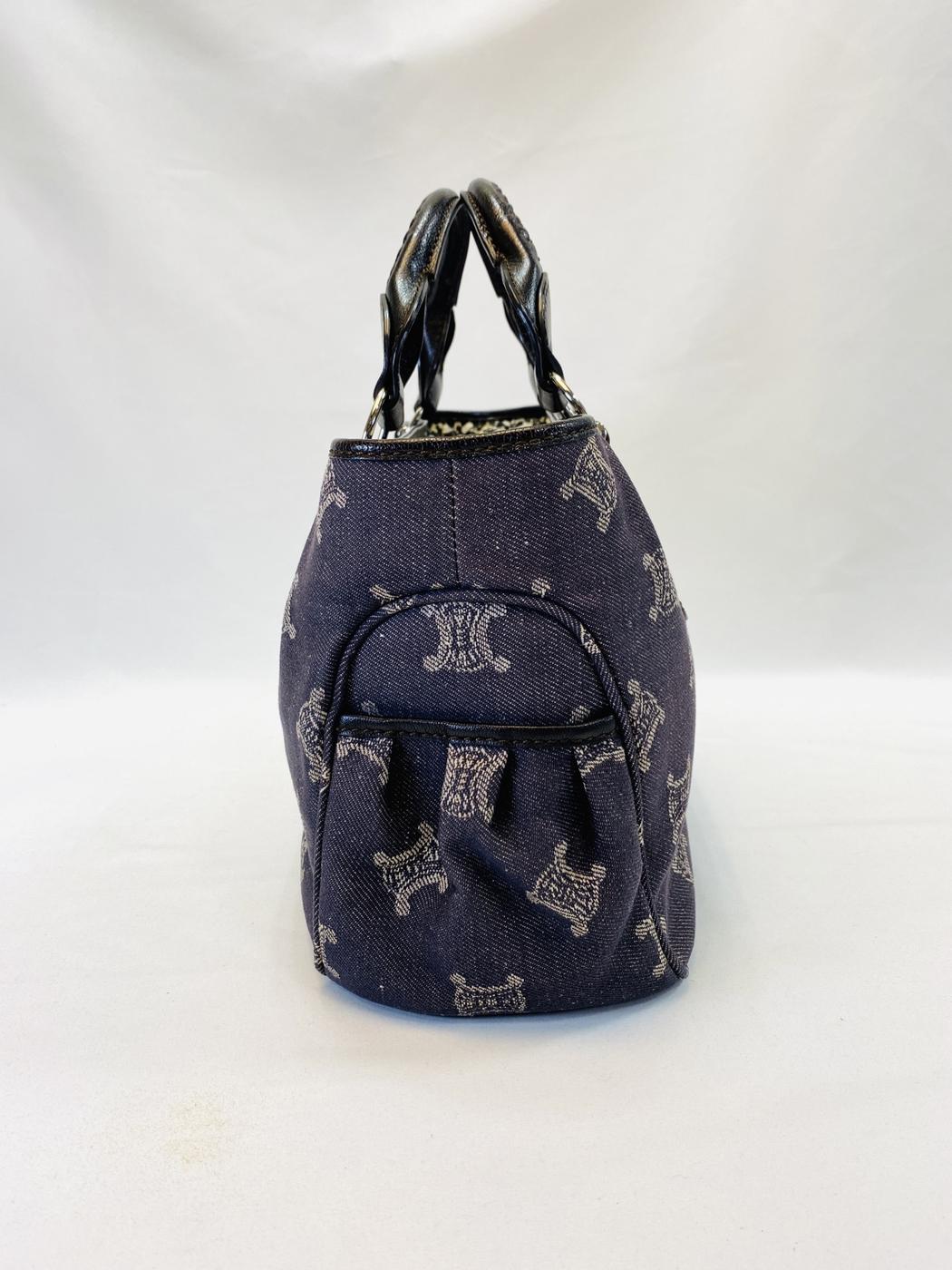 CELINE Boogie 牛仔布 Triomphe 印花手提包 海军蓝 控制编号：9610