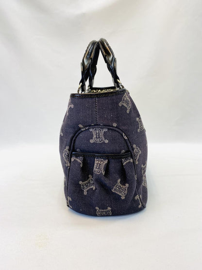 CELINE Boogie 牛仔布 Triomphe 印花手提包 海军蓝 控制编号：9610