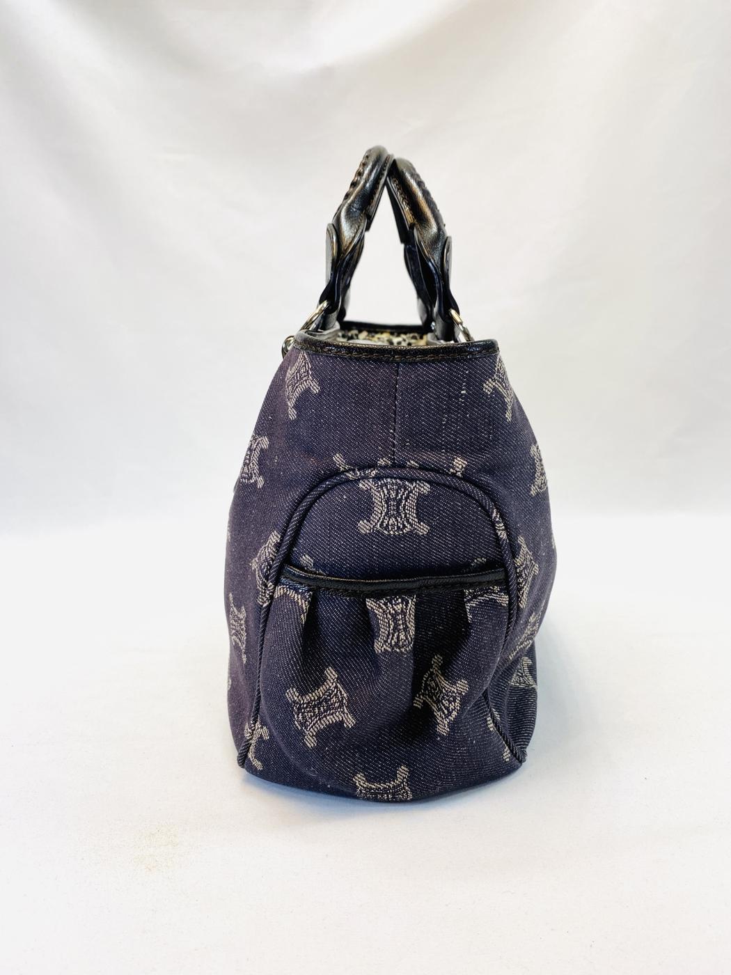 CELINE Boogie 牛仔布 Triomphe 印花手提包 海军蓝 控制编号：9610
