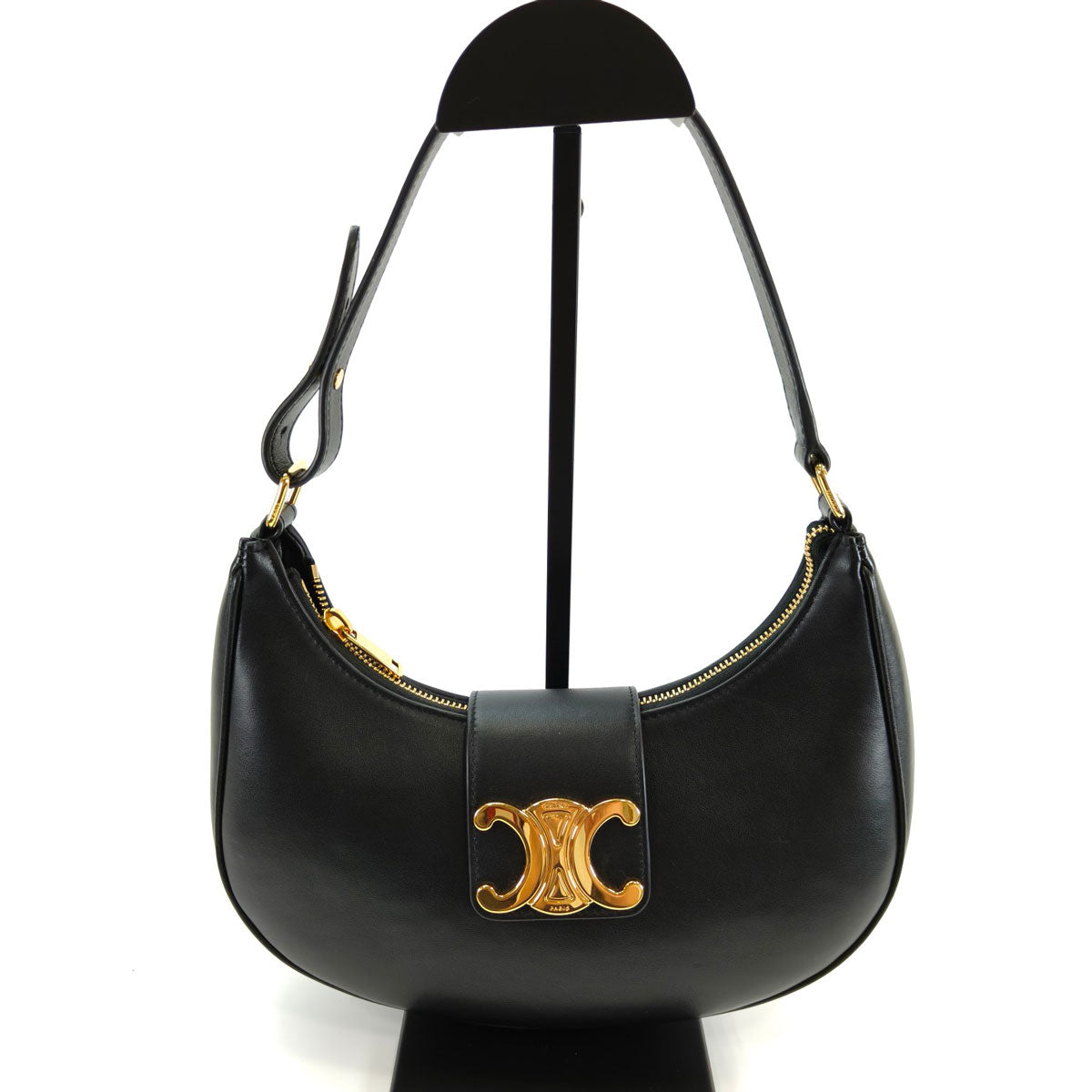 CELINE 中号 Ava Triomphe 单肩手提包，黑色，控制编号：9889