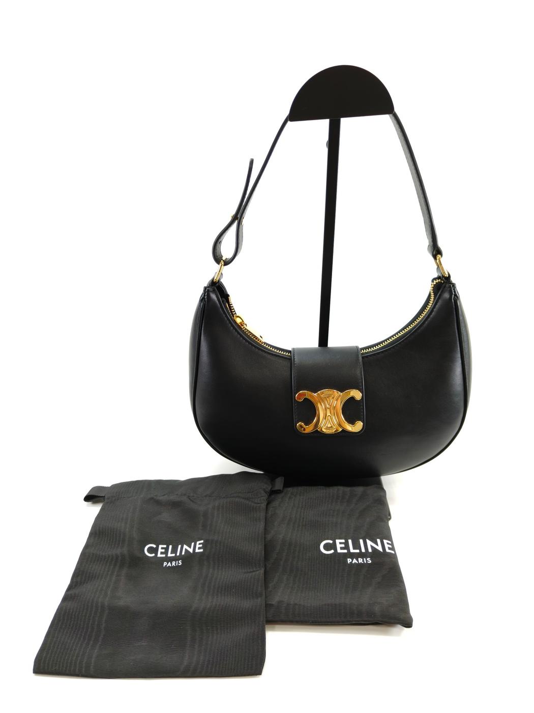 CELINE 中号 Ava Triomphe 单肩手提包，黑色，控制编号：9889