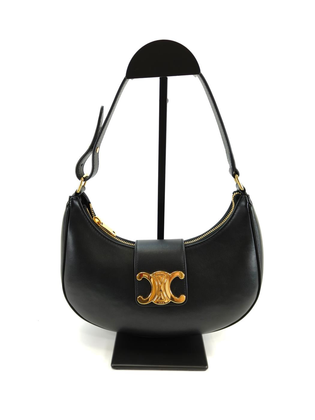 CELINE 中号 Ava Triomphe 单肩手提包，黑色，控制编号：9889