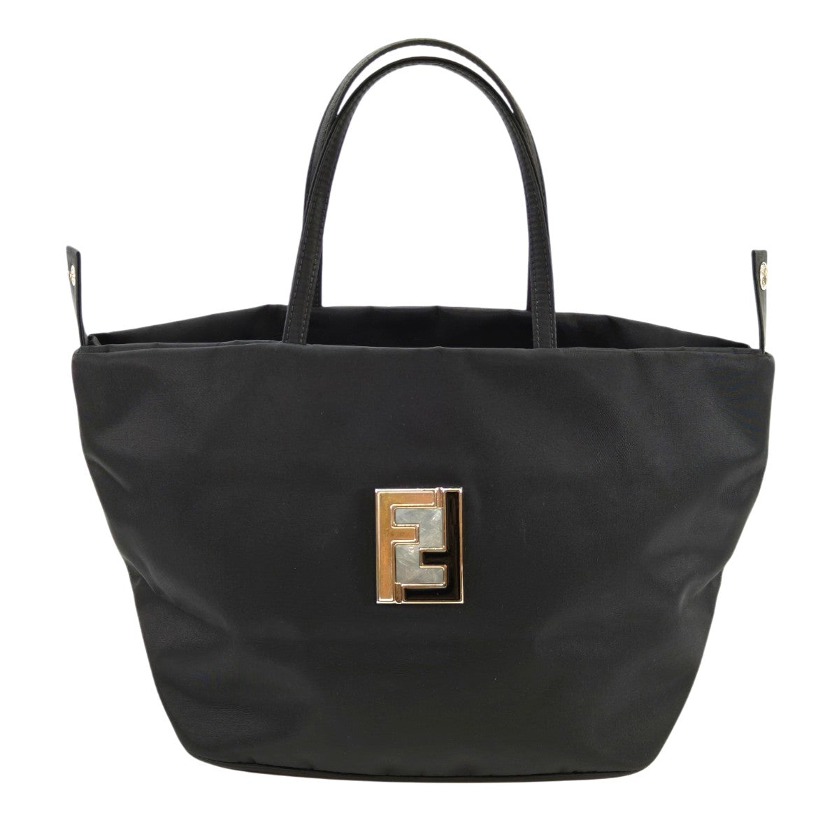 FENDI 两用托特包，饰有 FF 标志，尼龙材质，黑色。参考编号：10075。