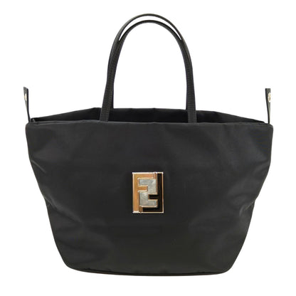 FENDI 两用托特包，饰有 FF 标志，尼龙材质，黑色。参考编号：10075。