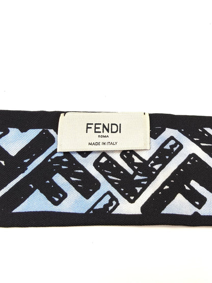 FENDI 丝质抹胸丝巾，饰有 Zucca 花卉图案，蓝色，货号：10158